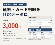記帳代行｜通帳・カード明細を仕訳データにします イメージ1