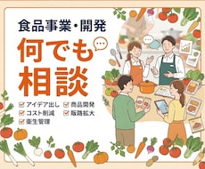 食品事業の立ち上げ、開発など何でも相談いたします 事業計画のチェックや『商品売りたい！』という気軽なご相談も◎