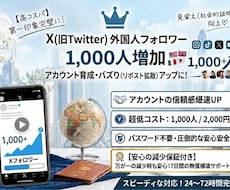 X（旧Twitter)フォロワー+1000します イメージ1