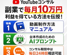 YouTubeで毎月10万円稼ぐ私がコンサルします 現役運営者が運営ノウハウをすべてお伝えします