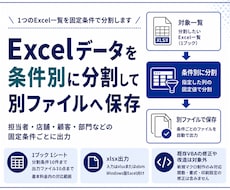 Excelデータを条件別に分割して保存します イメージ1