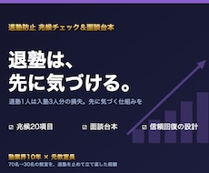 塾の退塾を防ぐ兆候チェックと面談台本を渡します 退塾1人は入塾3人分の損失。先に気づく仕組みを