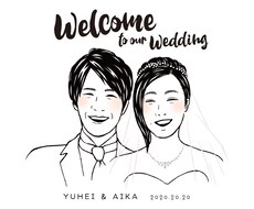 ニコニコ笑顔なウェルカムボード描きます おふたりの似顔絵がメイン！シンプル&お洒落に仕上げます！