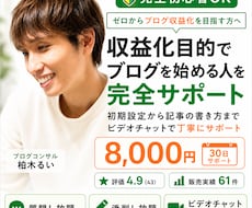 収益化目的でブログを始める人を完全サポートします 初期設定から記事の書き方までビデオチャットで丁寧に教えます！