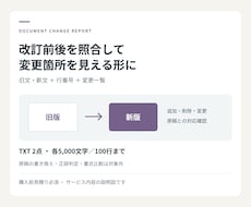 改訂前後の文章を照合し変更箇所を報告します イメージ1