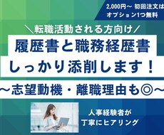 初回オプション1つ無料【転職用】最短当日で承ります 現役人事が丁寧にヒアリング。不安がある方はご相談ください
