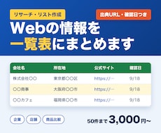 Webの公開情報を調べてリストにまとめます イメージ1
