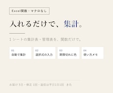 Excel関数で集計表・管理表を1シート作ります イメージ1