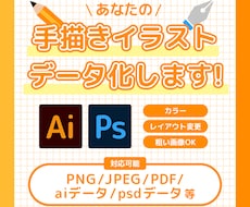 手描きイラストをきれいにデータ化します 手描き風からデザイン風まで！お店ロゴやオリジナルグッズにも♬