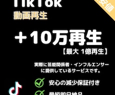 TikTok★動画+10万再生増加します 【最高品質】最短即日納品｜最大1億再生｜宣伝・拡散