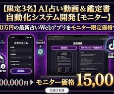 AI占い動画＆鑑定書自動化システム開発します 定価10万円の最新占いWebアプリをモニター限定価格で提供