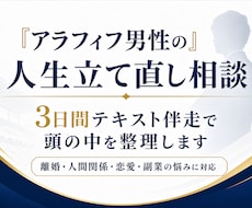 アラフィフ男性の人生立て直し相談に乗ります 3日間伴走し頭の中を整理します