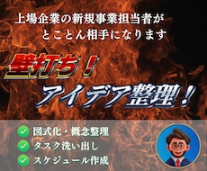 壁打ち:アイデアや課題を整理してプランを立てます 新規事業立ち上げ経験者がとことん壁打ち相手になります！