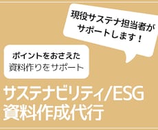 サステナビリティ/ESG関連の資料作成を代行します 現役サステナ担当者がポイントを押さえた資料作りをサポート
