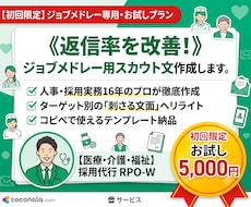 返信率改善！ジョブメドレー用スカウト文を作成します 《放置・定型文を卒業！》ターゲットの心に刺さるスカウト文へ