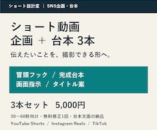 ショート動画の企画と台本を3本まとめて作ります イメージ1