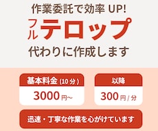 動画に字幕・フルテロップを入れます 面倒なテロップ入れ、ぜひお任せください！