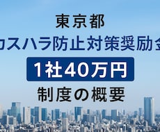 東京限定！40万円！カスハラ対策奨励金書類作ります 12月17日申請！東京都内の事業者限定支給の奨励金申請支援