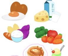 簡単な食べ物のイラスト描きます 短期納品(１週間以内)※1セット以上の場合は要相談