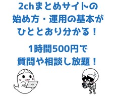2ちゃんねるまとめの初め方・運営の基本を教えます 最安価格！質問し放題！1時間ビデオチャットできます