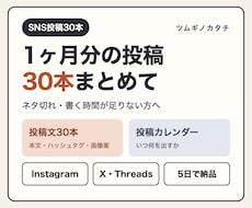 SNS投稿1ヶ月分・30本の文章をまとめて作ります イメージ1