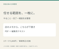 飲食店の仕事を任せる引継ぎカードを作ります イメージ1