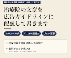 鍼灸院・整骨院のHP文章を広告ルール配慮で書きます イメージ1