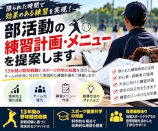部活動の練習メニュー・指導計画を提案します イメージ1