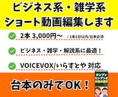 ビジネス・雑学・解説系ショート動画編集します 台本1本からの丸投げ対応OK！サンプルのような動画が得意です