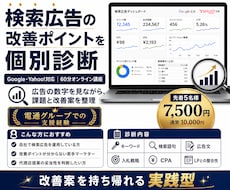 検索広告の改善ポイントをプロが個別診断します 検索広告の数字から成果に繋がる改善案整理