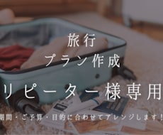 リピーター様向けにオリジナル旅行プランを作成します イメージ1