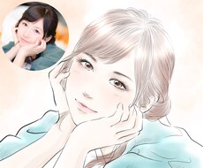お写真をもとに描いた似顔絵ラフにざっくり色を着けます♪