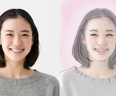 写真をもとにふんわりした雰囲気の似顔絵描きます 【即日対応可能★】写真をもとに描きます。