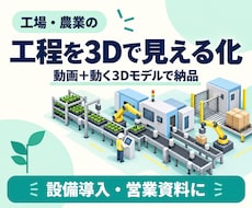 工場・農業の設備や工程を3D動画で見える化します 設備導入・営業説明に｜動画＋動く3Dモデルを納品