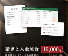 毎月の請求書作成と入金照合を代行します 請求30件まで。請求書PDF・入金一覧・要確認リスト