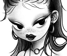 キュートでダークな白黒イラスト描きます イメージ1