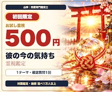 初回限定500円✨彼の今の気持ちを霊視鑑定します 初めての方へ！意中の相手の本音を優しくお伝えします