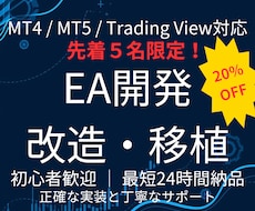 先着5名割引！MT4/5対応 EA開発・移植します 『こんなロジックできますか？』からご相談OKです！