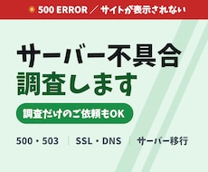 原因不明のサーバー不具合も調査・対応します 500エラー／SSL／DNS／環境構築｜調査だけでもOK