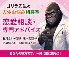 ゴリラ先生が恋愛のお悩みを聞きます 片思い・復縁・婚活・夫婦関係まで幅広く対応