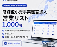 店舗型小売事業運営法人リスト1000社を納品します イメージ1