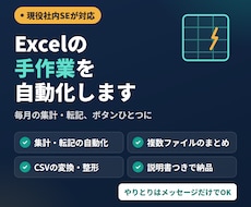Excel作業の自動化・データ整形を代行します イメージ1