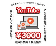 現役ユーチューバー！YouTubeの動画編集します 【格安】今だけお試し価格！早い者勝ちです！