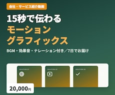 会社紹介のモーショングラフィックス動画作ります 15秒で伝わる。BGM・効果音・ナレーション付き