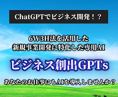 6W3H法を活用！ビジネス創出GPTsを提供します AI（ChatGPT）新規事業開発！事業作成~戦略まで詳細に