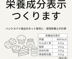 食品販売用の栄養成分表示を管理栄養士が作成します イメージ1