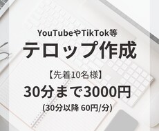 Vrewを使用したカットやテロップ作成承ります 【限定価格】YouTubeやTikTok等のテロップ作成に！