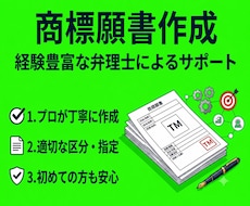 弁理士が商標申請書類（商標登録願）を作成します 申請手続は書類に印紙を貼って郵送するのみで簡単！