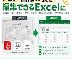 PDF・画像の表をExcelデータに整えます イメージ1