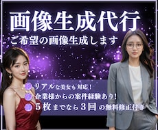 5枚～大量もOK！好みのAI画像生成を代行します 3回の修正付き！先着5名まで500円クーポン発行します！